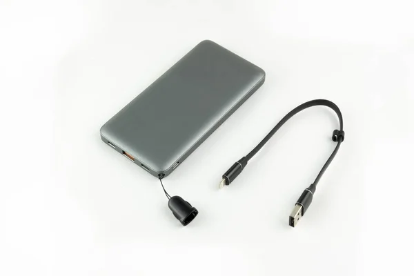 Power Bank Usb Kabel Voor Het Opladen Van Apparaat Witte — Stockfoto