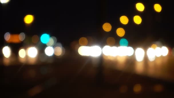 Bokeh Tráfego Noite Cidade — Vídeo de Stock