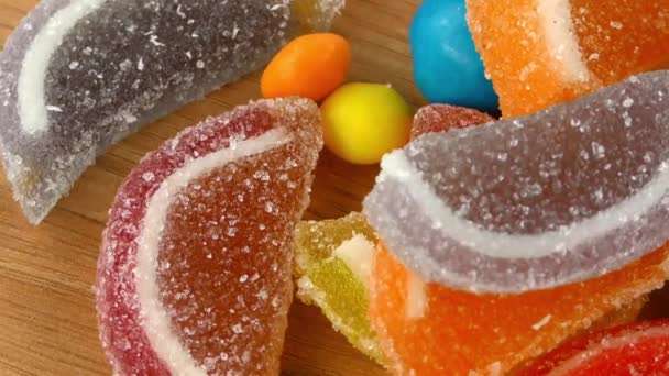 Snoep Zoete Gelei Lolly Sugar Dessert — Stockvideo