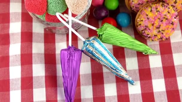 Γλυκό Καραμέλα Ζελέ Bonbon Lollipop Μικτή Σνακ — Αρχείο Βίντεο