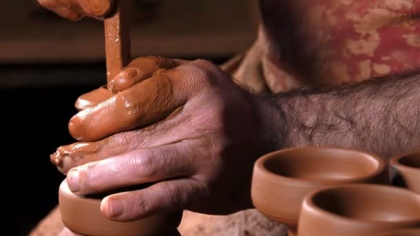 Pot Made Clay Workshop — Stock Video