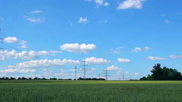 Táj Elektromos Pólusai Felhők — Stock videók