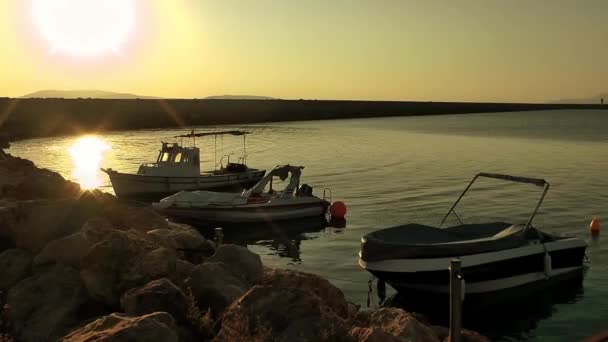 Barcos Puesta Del Sol — Vídeos de Stock