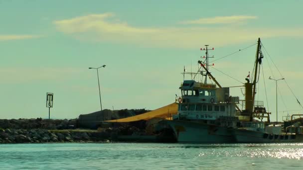 Barco Pesca Muelle — Vídeos de Stock