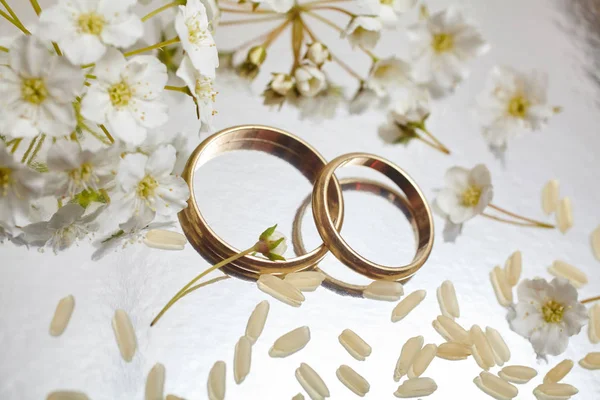 Snubní prsteny ve studiu — Stock fotografie