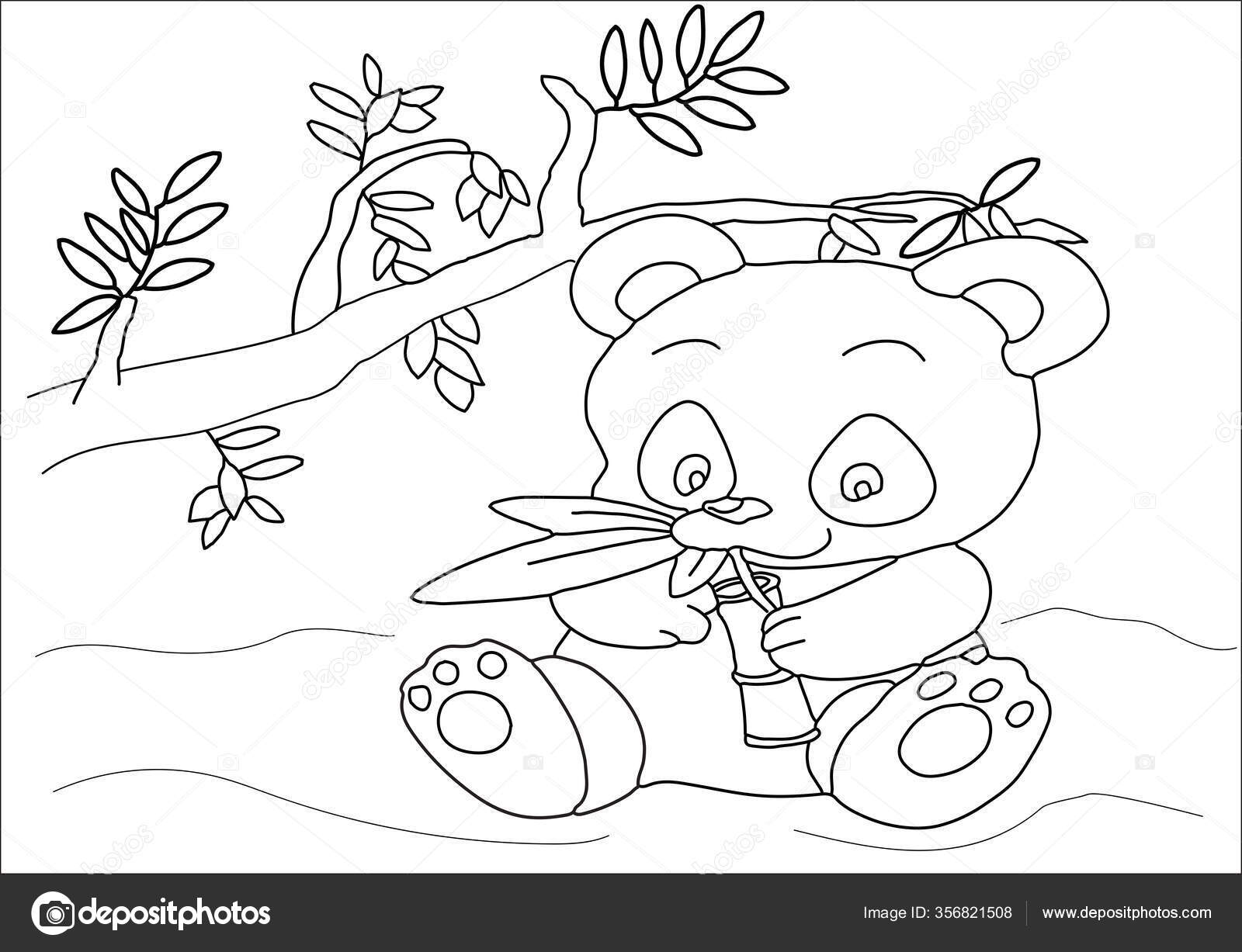 Buku Mewarnai Panda Untuk Anak Anak Vektor Stok oleh