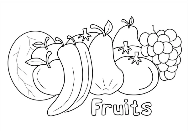 Livro Colorir Frutas Para Crianças — Vetor de Stock