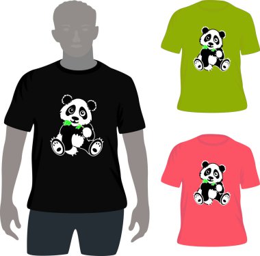 Dükkanda moda olsun diye üzerinde panda resmi olan tişört.