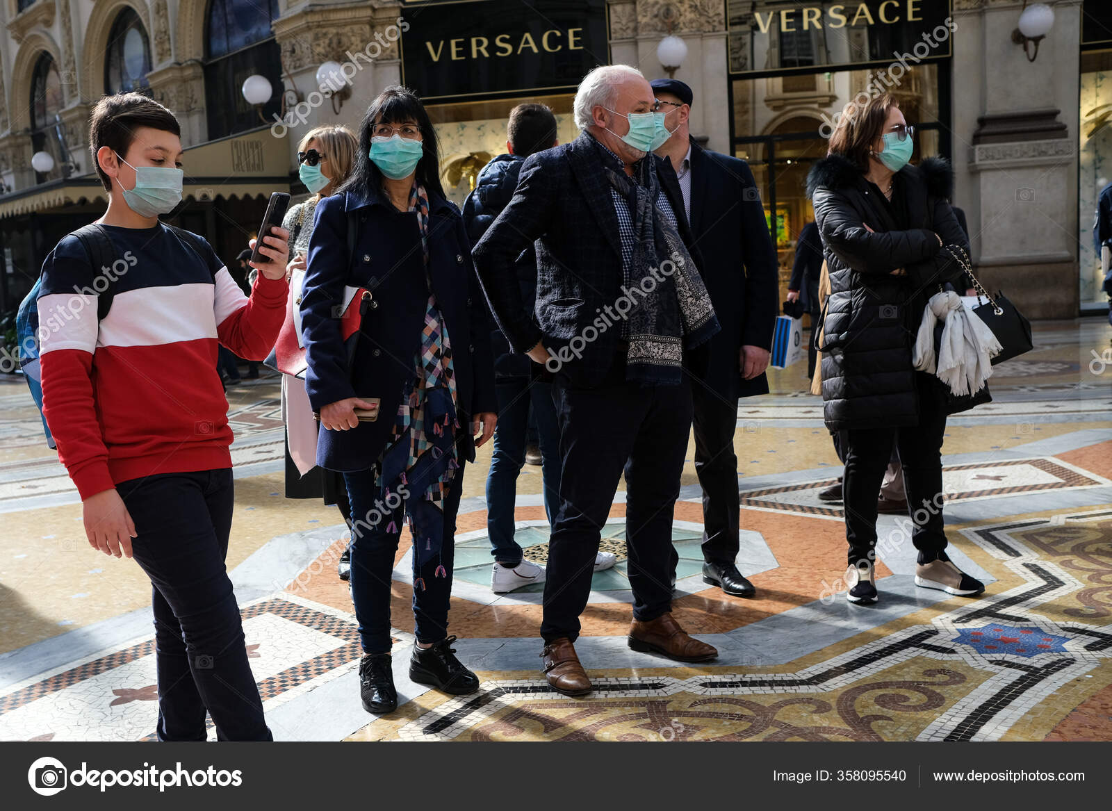 Milan Italy Lombardy February 2020 People Face Masks Protect Themselves