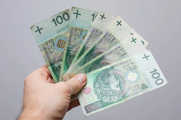 Заклинання Однієї Банкноти Номінальною Вартістю 100 Польських Грошей Лпн Злоті — стокове фото
