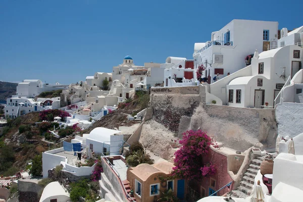 Ilha Santorini Grécia Mar Egão Casas Brancas Tradicionais Famosas Igrejas — Fotografia de Stock