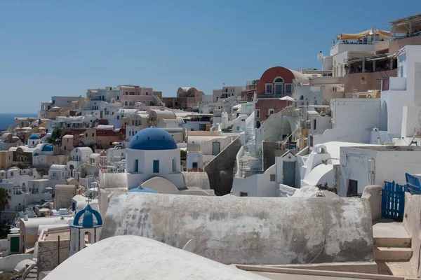 Ilha Santorini Grécia Mar Egão Casas Brancas Tradicionais Famosas Igrejas — Fotografia de Stock