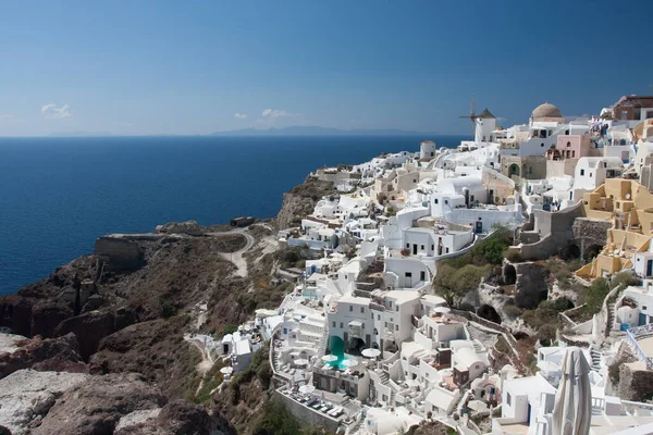 Ilha Santorini Grécia Mar Egão Casas Brancas Tradicionais Famosas Igrejas — Fotografia de Stock