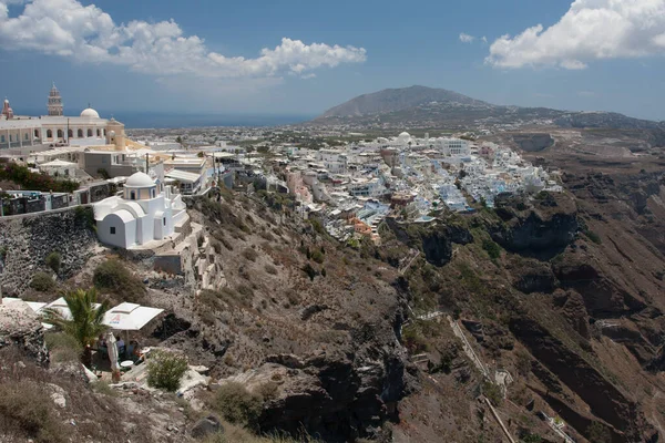 Ilha Santorini Grécia Mar Egão Casas Brancas Tradicionais Famosas Igrejas — Fotografia de Stock