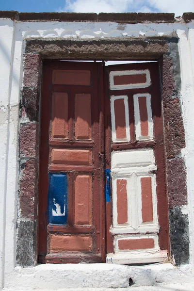 Παραδοσιακές Ξύλινες Πόρτες Ελληνικά Νησιά Σαντορίνη Ελλάδα — Φωτογραφία Αρχείου