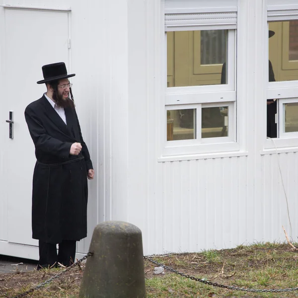 Lezajsk Poland March 2016 Hassidic Orthodox Jews Arrive Europe Usa — 스톡 사진