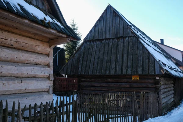 Lengyelország Zakopane Chocholow 2020 Február Történelmi Faházak Chocholow Ban Unesco — Stock Fotó