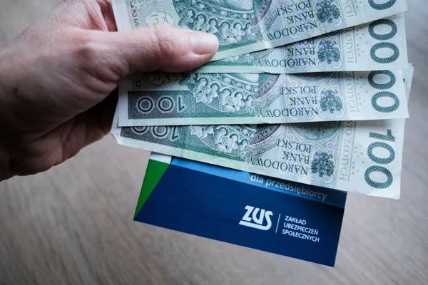 Честохова Польща 2020 Zus Соціальний Страховий Інститут Логотип Польські Гроші — стокове фото