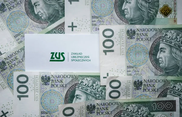 Честохова Польща 2020 Zus Соціальний Страховий Інститут Логотип Польські Гроші — стокове фото