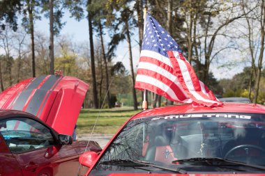 Otwock, Polonya - 22 Nisan 2017: 9. Mustang Kulübü Polonya, Kültür ve Bilim Sarayı