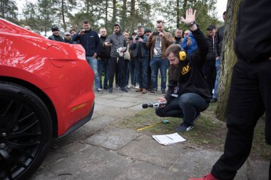 Otwock, Polonya - 22 Nisan 2017: 9. Mustang Kulübü Polonya, Kültür ve Bilim Sarayı