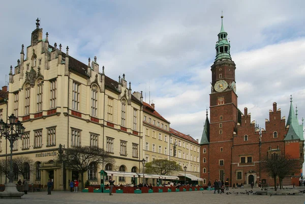 Wroclaw Pologne Avril 2007 Ancienne Mairie Wroclaw Bâtiment Gothique Tardif — Photo