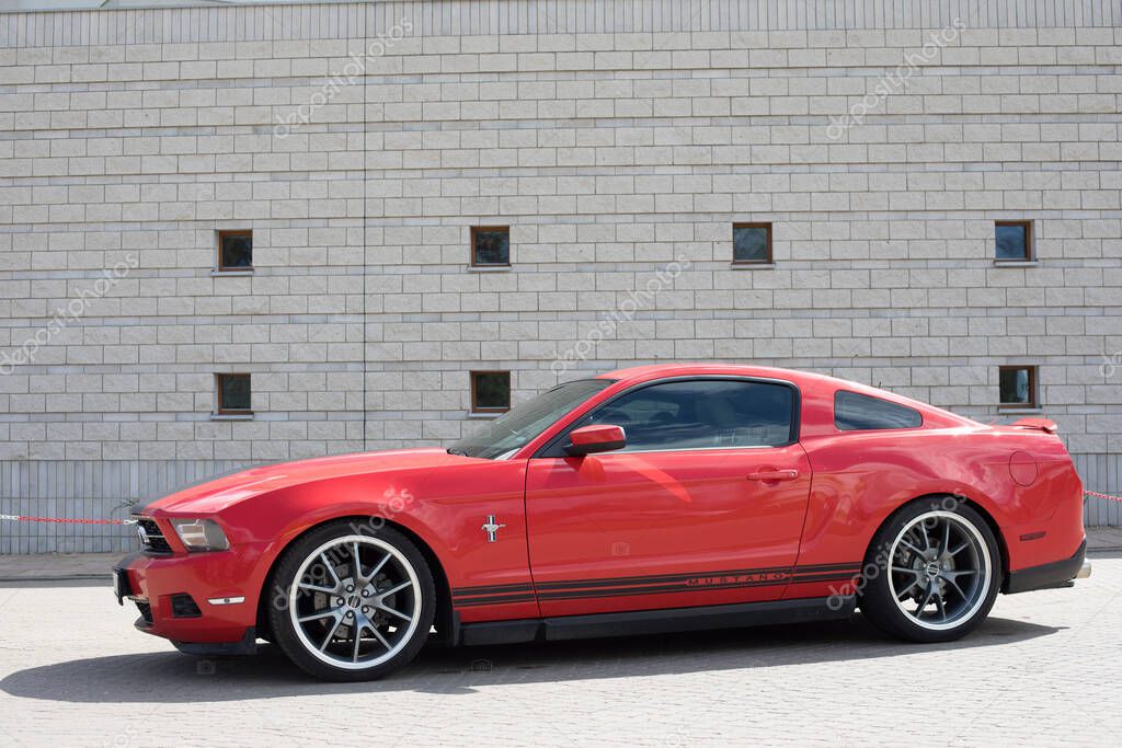 Otwock, Poland -  22 April 2017: 9th Rally Mustang Club Poland, Palace of Culture and Science Warsaw