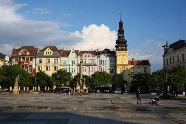 Ostrava Tjeckien Juni 2019 Mariakolonnen Marykolonnen Kolonn Med Staty Jungfru — Stockfoto