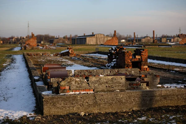 Auschwitz Birkenau Polonia Diciembre 2019 Cerca Eléctrica Con Alambre Púas —  Fotos de Stock