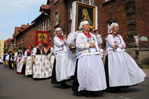 Swietochlowice Lipiny District Poland 2019 People Traditional Silesia Folk Costumes — Stock Photo, Image