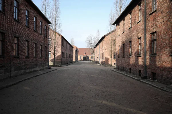 Auschwitz Oswiecim Polen Januar 2020 Lagerstraße Auschwitz Backsteingebäude Von Auschwitz — Stockfoto