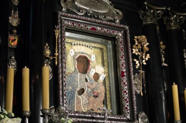 Czestochowa, Polonya - 21 Ocak 2020: Jasna Gora Manastırı: Czestochowa 'nın Siyahi Madonna' sının Muhteşem Görüntüsü (Czestochowa Hanımımız))