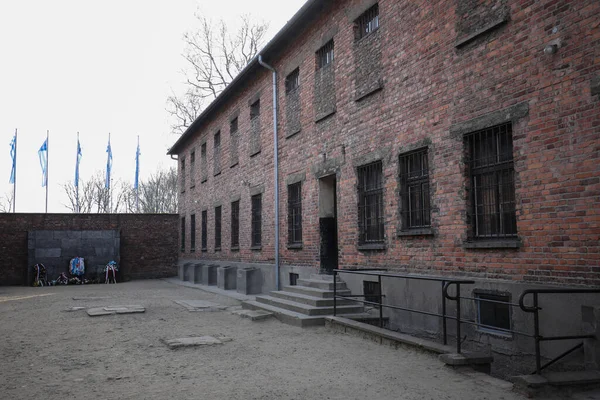 Osvětim Birkenau Polsko Ledna 2020 Výročí Osvobození Osvětimi Birkenau Květiny — Stock fotografie