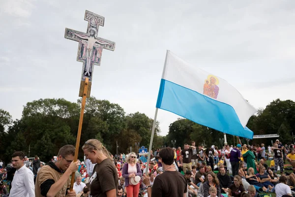 Czestochowa Poland August 2018 Pilgrims Coming Monastery Jasna Gora Luminous — Stock Photo, Image