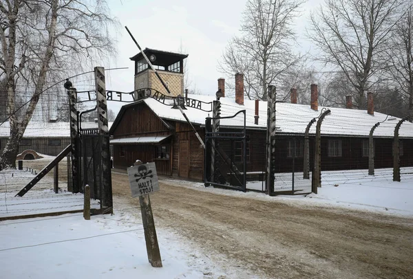 Auschwitz Birkenau Polen Das Tor Des Todes Arbeit Macht Frei — Stockfoto