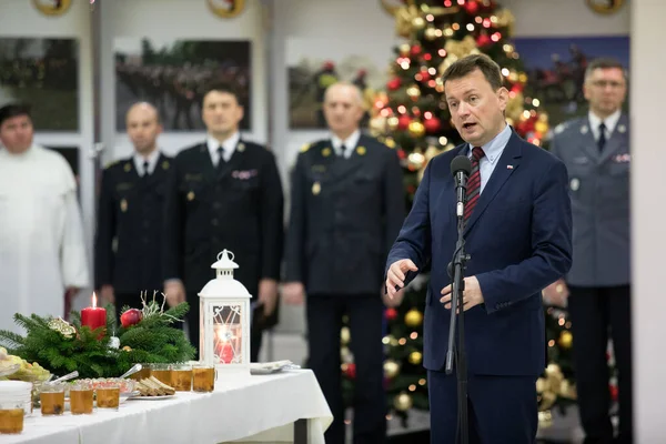 Czestochowa Polen Dezember 2017 Treffen Von Verteidigungsminister Mariusz Blaszczak Mit — Stockfoto