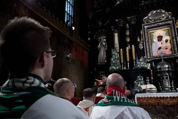 Chestochowa Poland January 2019 Pilgrige Football Fans Jasna Gora Monastery — 스톡 사진