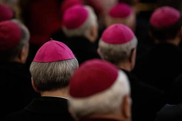 Czestochowa Polen Kloster Jasna Gora November 2019 Geistliche Amaranth Zucchetto Stockbild