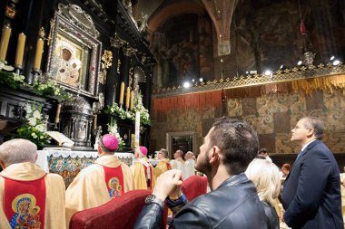 Czestochowa, Polonya, Jasna Gora Manastırı (Clarus Mons) - 28 Temmuz 2017: Czestochowa 'nın Muhteşem Siyah Madonna' sının ilk resmi
