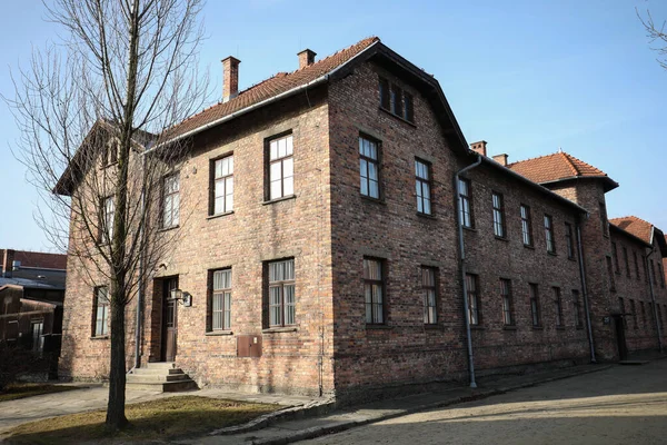 Auschwitz Oswiecim Polonia Gennaio 2020 Camp Street Auschwitz Edifici Mattoni — Foto Stock