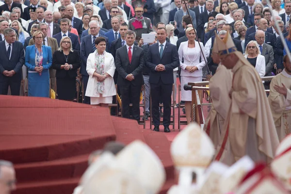 Czestochowa Polonya Ağustos 2017 Polonya Cumhurbaşkanı Andrzej Duda Ile Agata — Stok fotoğraf