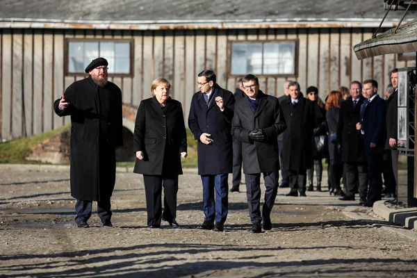 Auschwitz Birkenau Polonia Diciembre 2019 Visita Canciller Angela Merkel Política — Foto de Stock