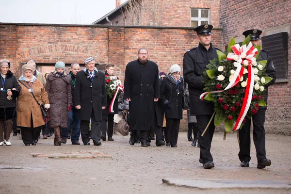Auschwitz Birkenau Polonia Enero 2016 Aniversario Liberación Auschwitz Prisioneros Sobrevivientes — Foto de Stock