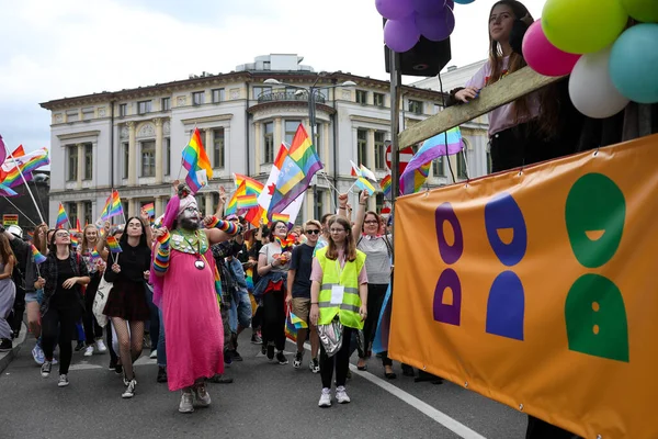 Katowice Polônia Setembro 2019 Pessoas Com Bandeiras Arco Íris Durante — Fotografia de Stock