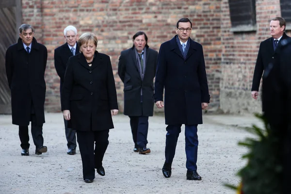 Auschwitz Polonia Diciembre 2019 Canciller Angela Merkel Político Alemán Primer — Foto de Stock