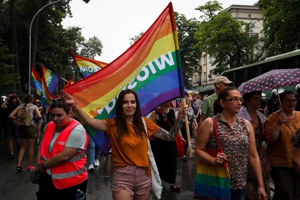 Tschenstochau Polen Juni 2019 Menschen Mit Regenbogenfahnen Beim Marsch Der — Stockfoto