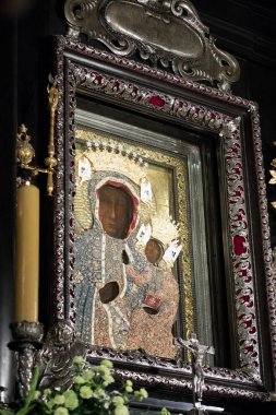 Czestochowa, Polonya - 21 Ocak 2020: Jasna Gora Manastırı: Czestochowa 'nın Siyahi Madonna' sının Muhteşem Görüntüsü (Czestochowa Hanımımız))