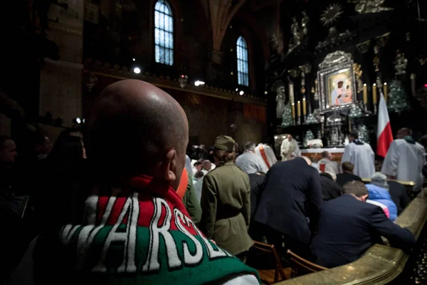 Chestochowa Poland January 2019 Pilgrige Football Fans Jasna Gora Monastery — 스톡 사진