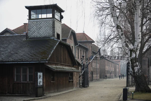 Auschwitz Birkenau Polen Das Tor Des Todes Arbeit Macht Frei — Stockfoto