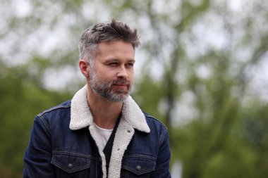 Krakow, Polonya - 29 Nisan 2019: Maciej Zakoscielny Polonya filmi, televizyon ve sahne oyuncusu. CAMERA 2019 festivali sırasında Cracow 'da röportaj